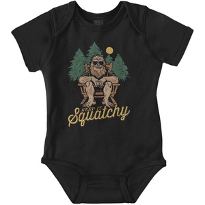 Brisco Brands Funny Bigfoot Keep It Squatchy Baby Romper Boys or Girls(Black)
