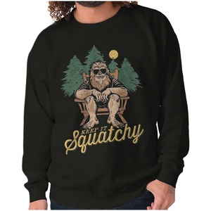Brisco Brands Funny Bigfoot Keep It Squatchy Sweatshirt for Men or Women(Black)