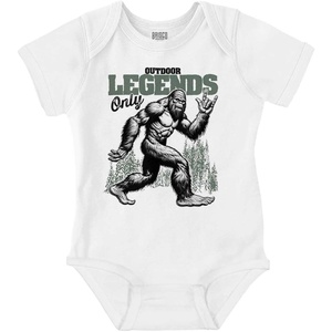 Brisco Brands Funny Bigfoot Outdoor Legends Only Baby Bodysuit Jumper Boys(White)