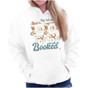 Brisco Brands Funny Reader Pun My Weekend is Booked Hoodie Sweatshirt Women(White)
