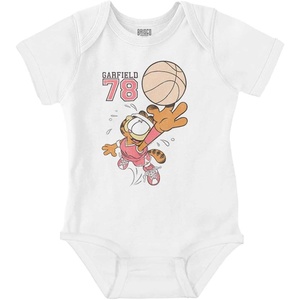 Brisco Brands Garfield Athletic Basketball Player Baby Romper Boys or Girls(White)