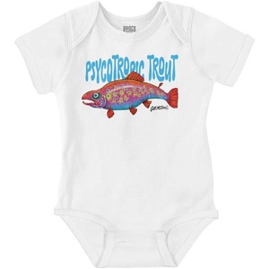 Brisco Brands Gill McFinn’s Psychotropic Trout Baby Romper Boys or Girls(White)