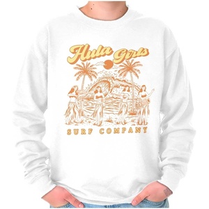 Brisco Brands Hawaii Hula Girls Surf Company Sweatshirt for Men or Women(White)