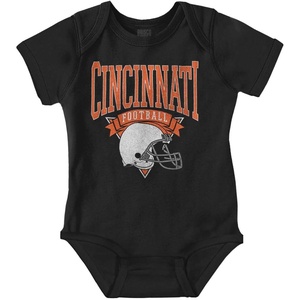 Brisco Brands Hometown Football Team Fan Helmet Baby Romper Boys or Girls(Black – Cincinnati)