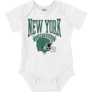 Brisco Brands Hometown Football Team Fan Helmet Baby Romper Boys or Girls(White – New York)