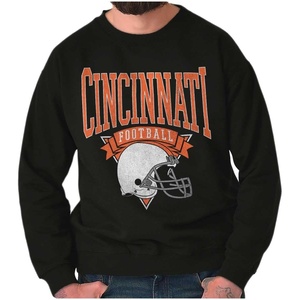 Brisco Brands Hometown Football Team Fan Helmet Sweatshirt for Men or Women(Black – Cincinnati)
