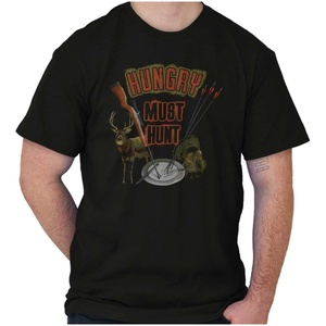 Brisco Brands Hungry Must Hunt for Food Humor Graphic T Shirt Men or Women(Black)