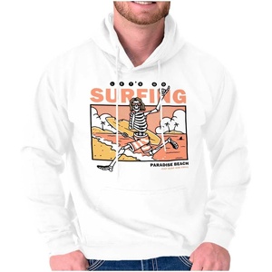 Brisco Brands Let’s Go Surfing Skeleton Beach Hoodie Sweatshirt Women Men(White)