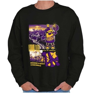 Brisco Brands Los Angeles Basketball Legends Sweatshirt for Men or Women(Black)