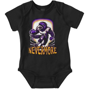Brisco Brands Nevermore Raven Football Player Baby Romper Boys or Girls(Black)