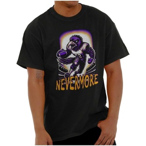 Brisco Brands Nevermore Raven Football Player Graphic T Shirt Men or Women(Black)