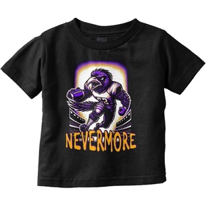 Brisco Brands Nevermore Raven Football Player Toddler Baby Graphic T Shirt(Black)