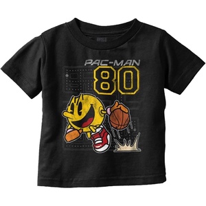 Brisco Brands Pacman Basketball Player Dribble Toddler Baby Graphic T Shirt(Black)