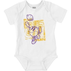 Brisco Brands Pacman Basketball Player Slam Dunk Baby Romper Boys or Girls(White)