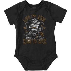 Brisco Brands Popeye Biker Live To Ride Cartoon Baby Romper Boys or Girls(Black)