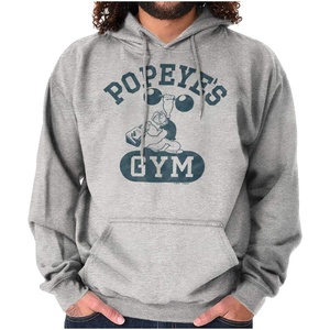 Brisco Brands Popeye Body Builder Gym Workout Cool Hoodie Sweatshirt Women Men(Sport Grey)