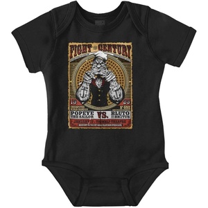 Brisco Brands Popeye Boxing Champion Fight Poster Baby Romper Boys or Girls(Black – Fight of the Century)