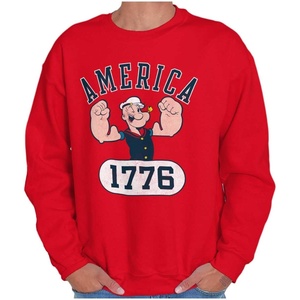 Brisco Brands Popeye The Sailor Man America 1776 Sweatshirt for Men or Women(Red)