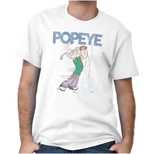 Brisco Brands Popeye The Sailor Man Golf Swing Graphic T Shirt Men or Women(White)