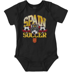 Brisco Brands Spain Soccer Champion Futbol Team Baby Romper Boys or Girls(Black)