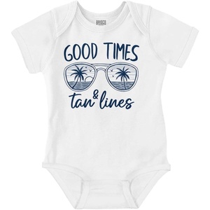 Brisco Brands Summer Good Times and Tan Lines Baby Romper Boys or Girls(White)