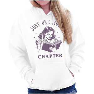 Brisco Brands Vintage Reader Just One More Chapter Hoodie Sweatshirt Women(White)