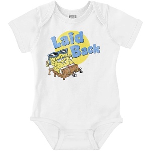 Chill SpongeBob SquarePants Laid Back Baby Romper Boys or Girls(White)