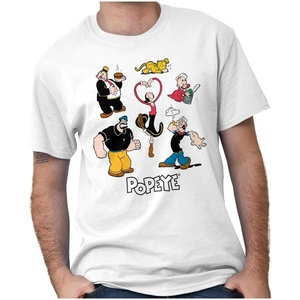 Classic Popeye Cartoon Characters Graphic T Shirt Men or Women(White)