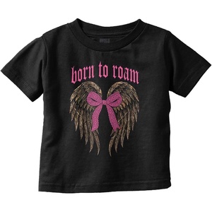 Cute Girly Hunter Camouflage Bows Toddler Baby Girl T Shirt(Black – Born to Roam)