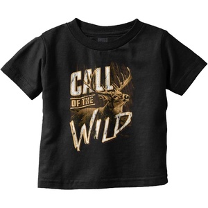 Deer Buck Hunter Call of the Wild Toddler Baby Graphic T Shirt(Black)