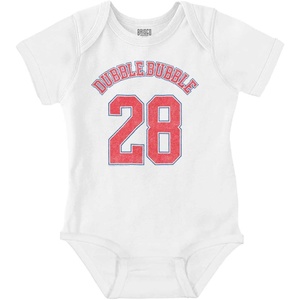 Dubble Bubble Baseball Number Jersey Baby Romper Boys or Girls(White – 28 Jersey)