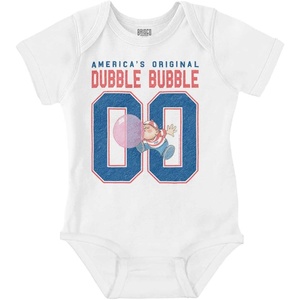 Dubble Bubble Baseball Number Jersey Baby Romper Boys or Girls(White – America 00)