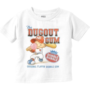 Dubble Bubble Baseball Number Jersey Toddler Baby Graphic T Shirt(White – the Dugout Gum)