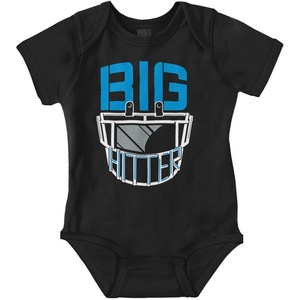 Football Helmet Big Hitter Sports Fan Baby Romper Boys or Girls(Black)