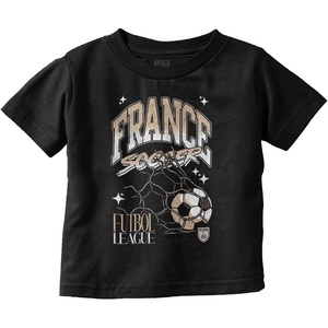 France Futbol League Soccer Goal Toddler Baby Graphic T Shirt(Black)
