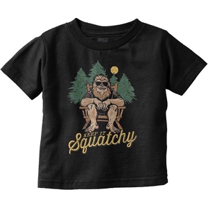 Funny Bigfoot Keep It Squatchy Toddler Baby Graphic T Shirt(Black)