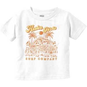 Hawaii Hula Girls Surf Company Toddler Baby Graphic T Shirt(White)