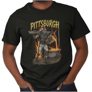 Home Team Skeleton Football Player Graphic T Shirt Men or Women(Black – Pittsburgh)