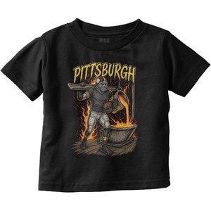 Home Team Skeleton Football Player Toddler Baby Graphic T Shirt(Black – Pittsburgh)