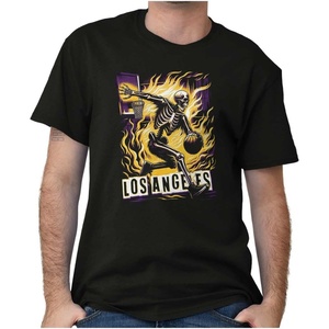 Home Town Skeleton Basketball Player Graphic T Shirt Men or Women(Black – Los Angeles)