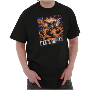 Home Town Skeleton Basketball Player Graphic T Shirt Men or Women(Black – New York)