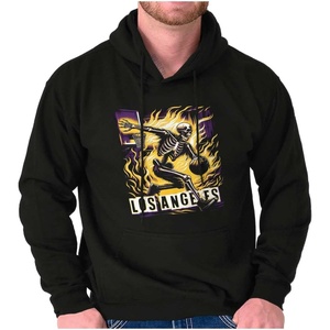 Home Town Skeleton Basketball Player Hoodie Sweatshirt Women Men(Black – Los Angeles)