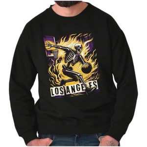 Home Town Skeleton Basketball Player Sweatshirt for Men or Women(Black – Los Angeles)