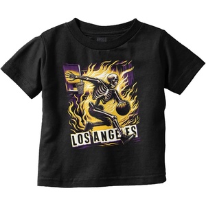 Home Town Skeleton Basketball Player Toddler Baby Graphic T Shirt(Black – Los Angeles)