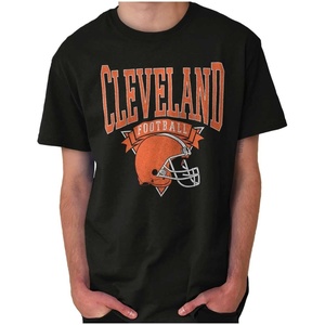 Hometown Football Team Fan Helmet Graphic T Shirt Men or Women(Black – Cleveland)