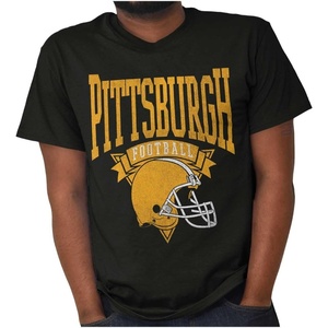 Hometown Football Team Fan Helmet Graphic T Shirt Men or Women(Black – Pittsburgh)
