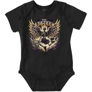 Los Angeles Skeleton Basketball Player Baby Romper Boys or Girls(Black – Heavenly Dunk)