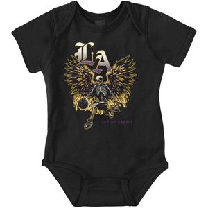 Los Angeles Skeleton Basketball Player Baby Romper Boys or Girls(Black – La Dribble)