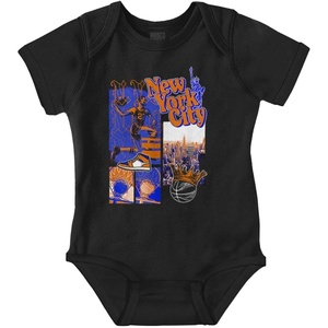 New York Basketball Game NYC Graffiti Baby Romper Boys or Girls(Black)