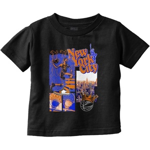 New York Basketball Game NYC Graffiti Toddler Baby Graphic T Shirt(Black)